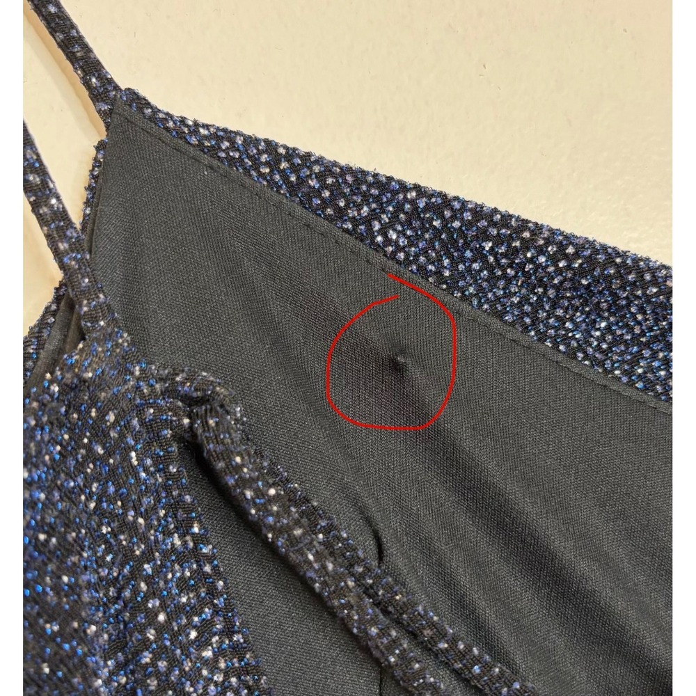 Vintage Jodi Kristopher Prom Dress Navy Glitter Drape Neck Evening Gown S - Picture 8 of 12
